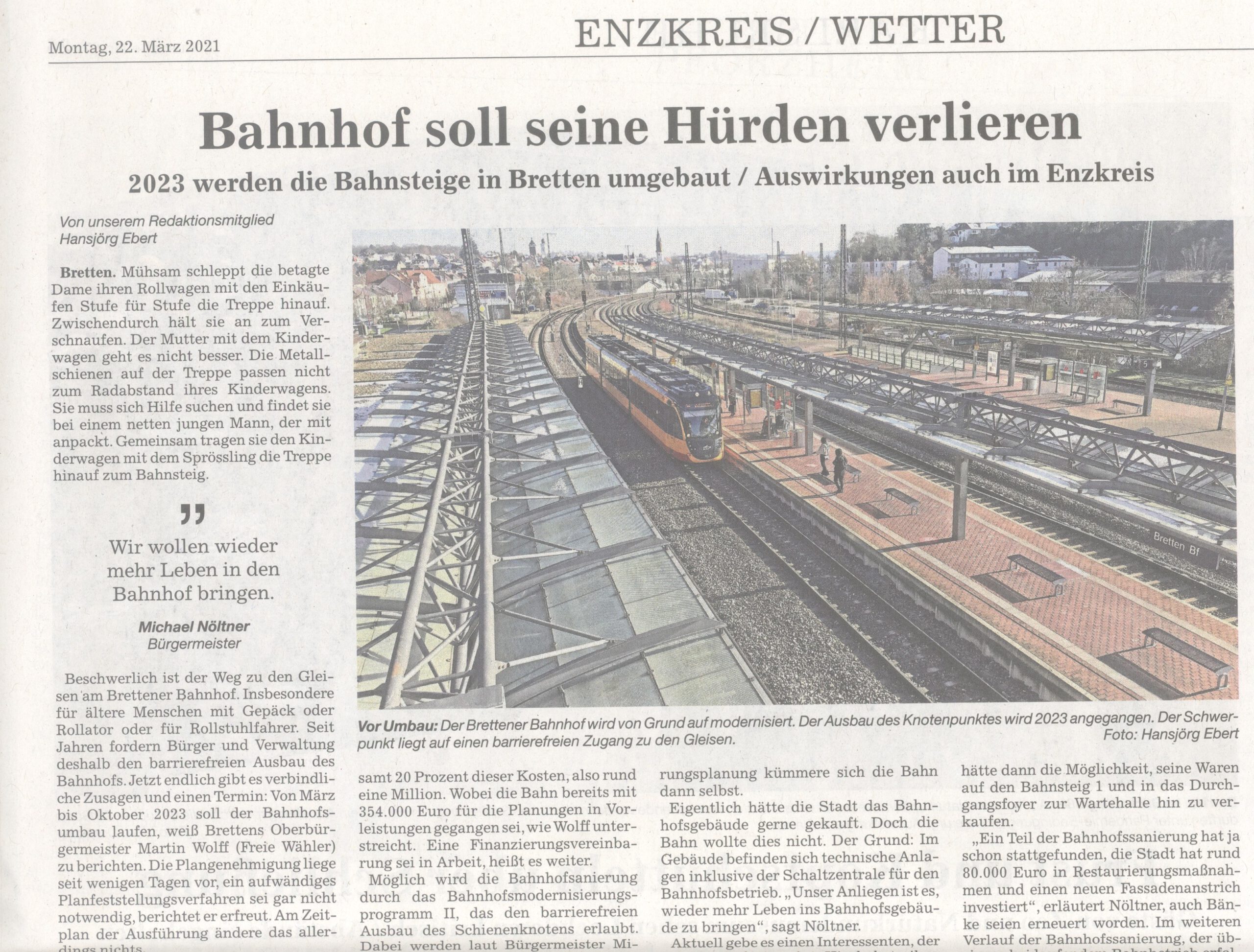 Bahnhof in Bretten soll barrierefrei umgebaut werden bis 2023