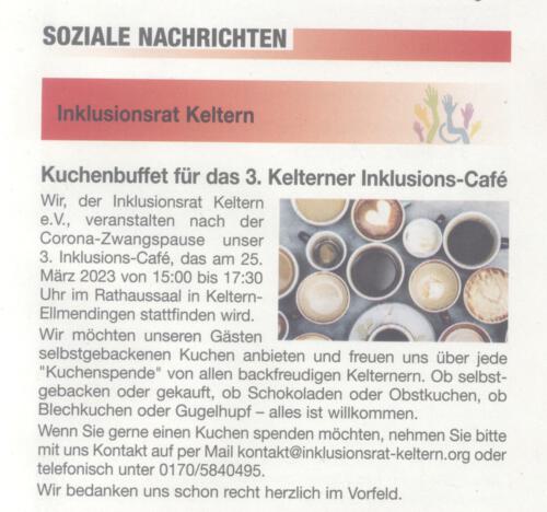 inklusionscafe kuchenspende